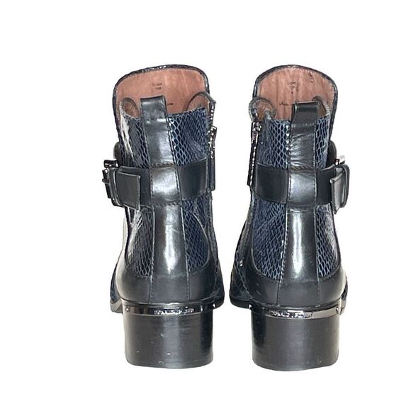 Donald Pliner Womens  Blue Snakeskin and Leather Ankle Boots - Picture 2 of 10